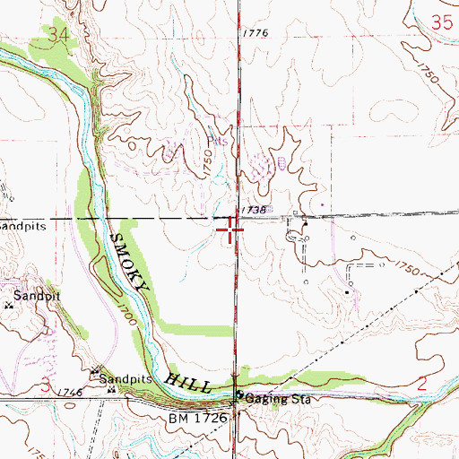 Topographic Map of Bridge (historical), KS