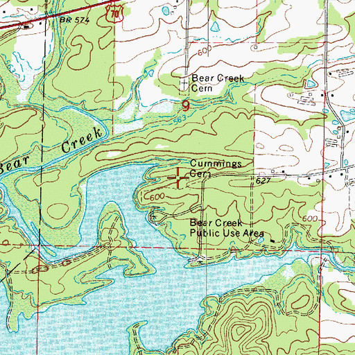 Topographic Map of Cummings Cemetery, AR