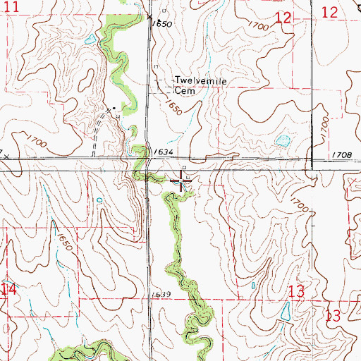 Topographic Map of Twelve Mile (historical), KS