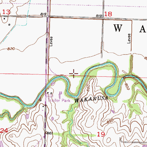 Topographic Map of Wakarusa Crossing, KS