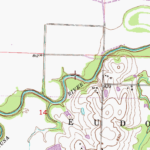 Topographic Map of Blue Jacket Crossing, KS