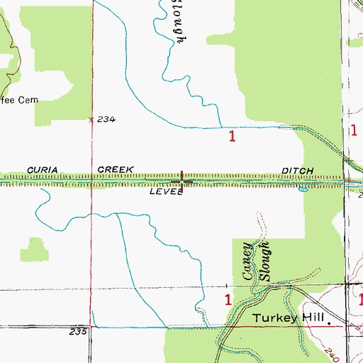 Topographic Map of Curia Creek Ditch, AR