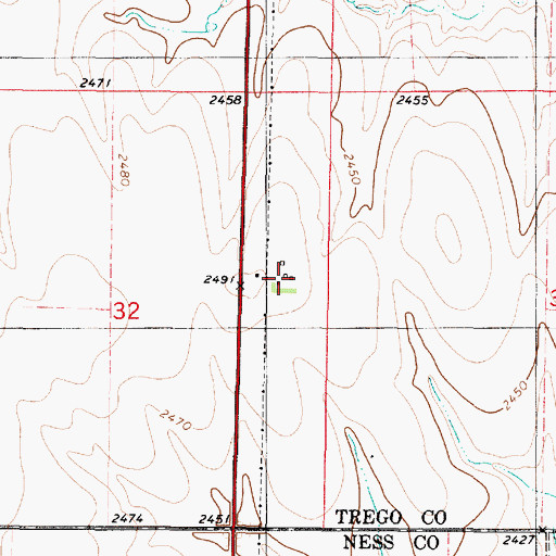 Topographic Map of Pageton (historical), KS