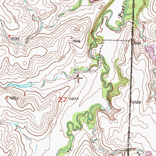 Topographic Map of Post Creek (historical), KS