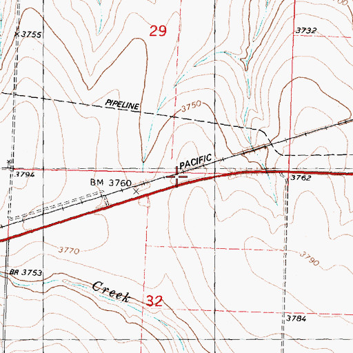 Topographic Map of Mondtony Siding (historical), KS