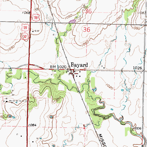 Topographic Map of Bayard, KS