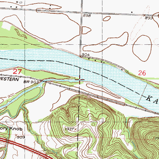 Topographic Map of Mission Creek, KS
