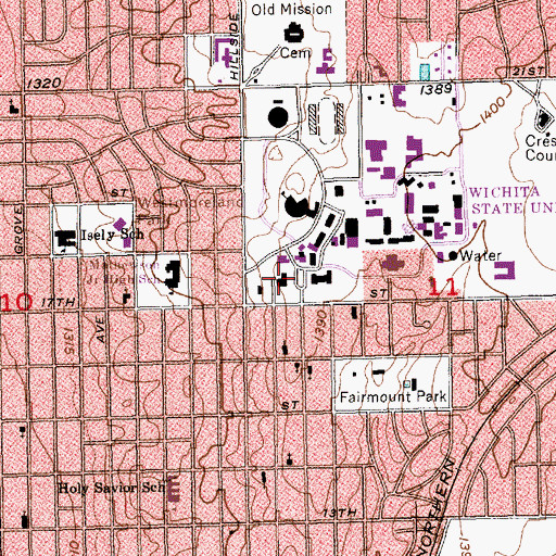 Topographic Map of Wichita State University, KS