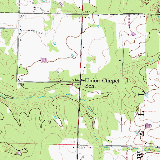 Topographic Map of Union Chapel School (historical), KS