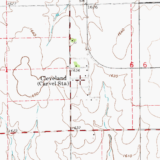 Topographic Map of Cleveland, KS