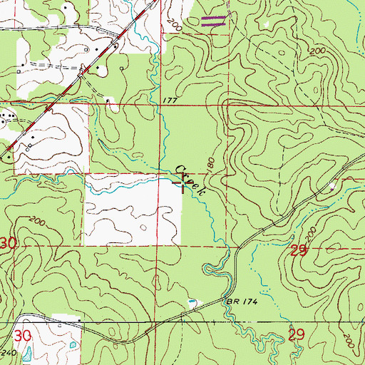 Topographic Map of Curtis Creek, AR