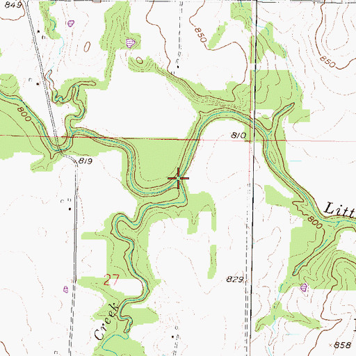 Topographic Map of Clever Creek, KS