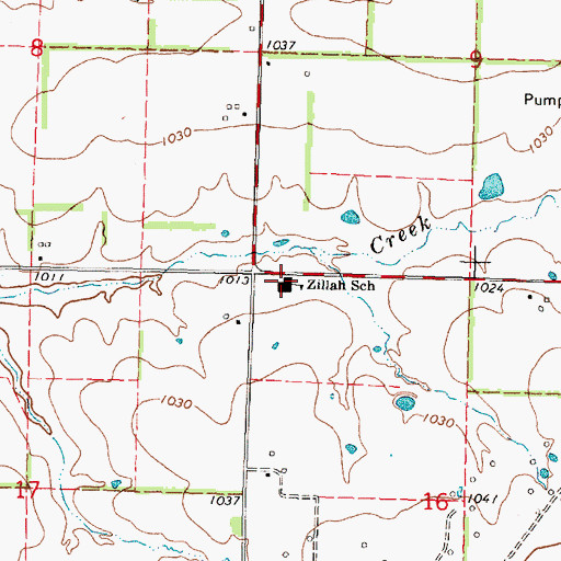 Topographic Map of Zillah Middle School, KS