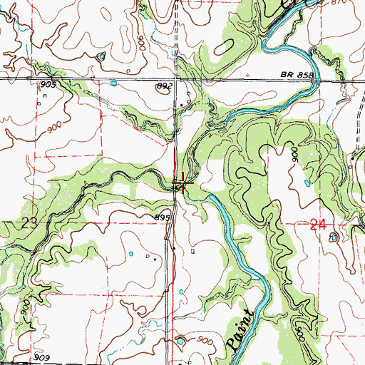 Topographic Map of Hinton Creek, KS