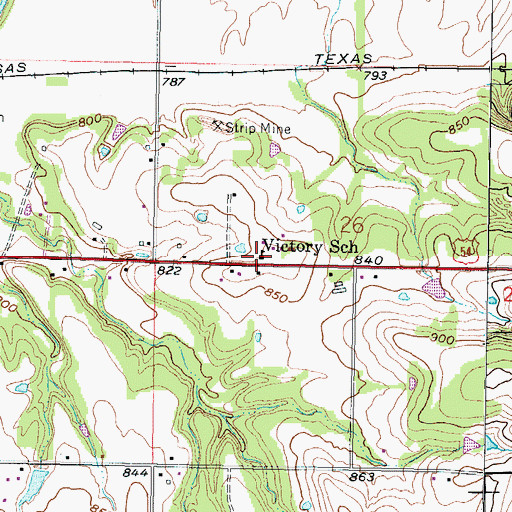 Topographic Map of Victory School, KS
