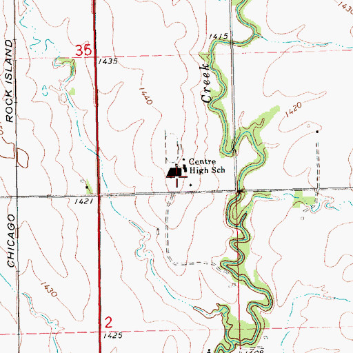 Topographic Map of Centre School, KS