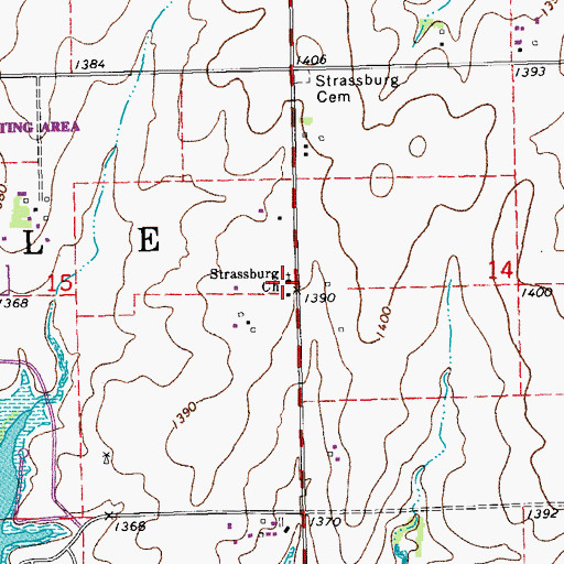 Topographic Map of Strassburg Baptist Church, KS