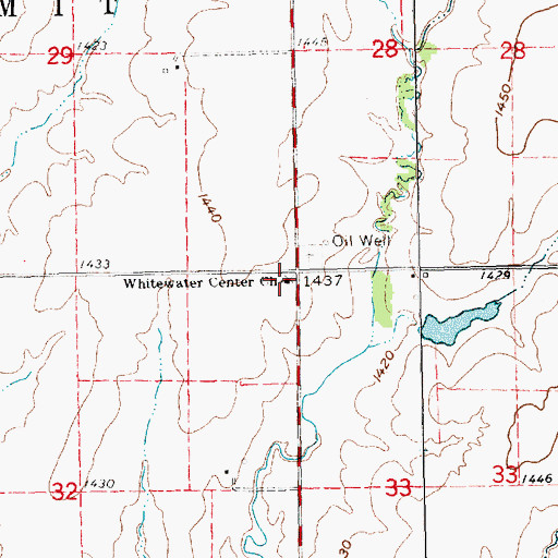 Topographic Map of Whitewater Center Church, KS