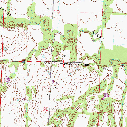 Topographic Map of Fairview Chapel, KS