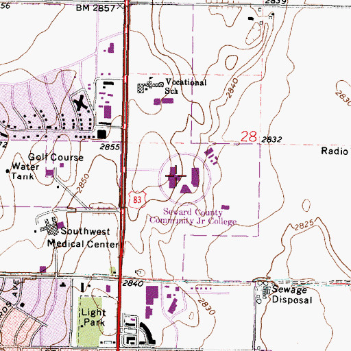 Topographic Map of Seward County Community College, KS