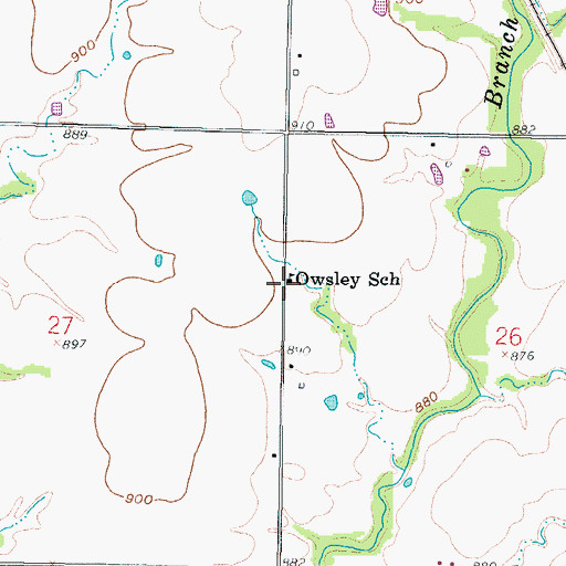 Topographic Map of Owsley School (historical), KS