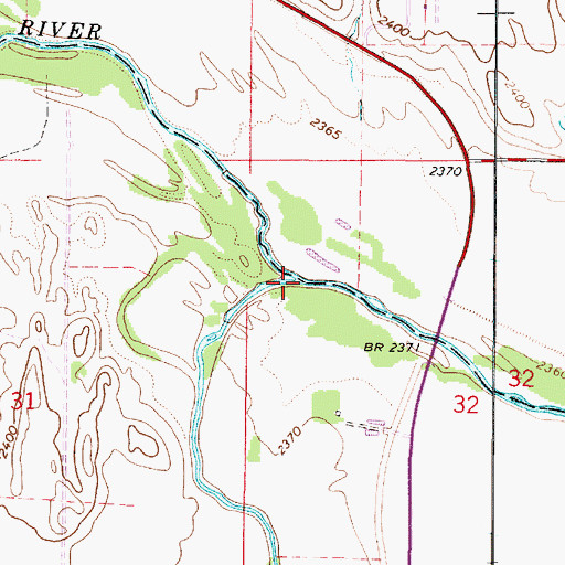 Topographic Map of Mulberry Creek, KS