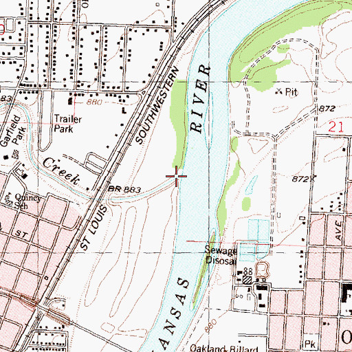 Topographic Map of Soldier Creek, KS