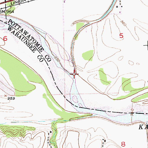 Topographic Map of Vermillion Creek, KS