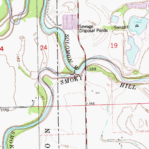 Topographic Map of Solomon River, KS