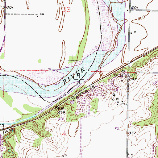 Topographic Map of Wakarusa River, KS