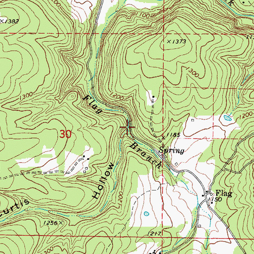 Topographic Map of Curtis Hollow, AR