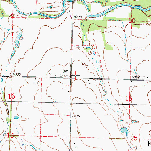 Topographic Map of Allen Center School (historical), KS