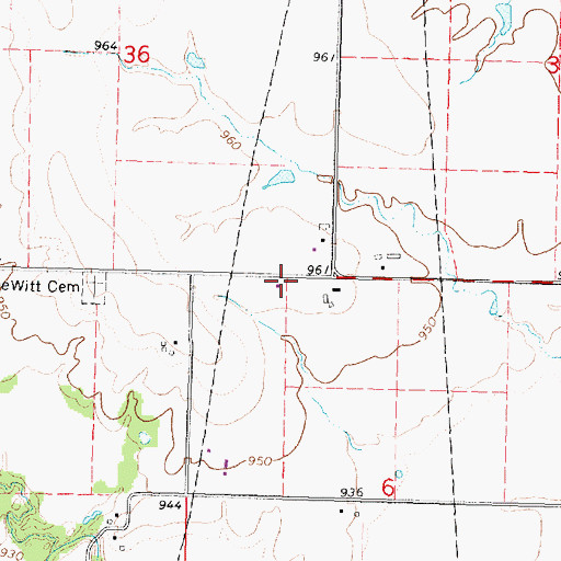 Topographic Map of Dewitt School (historical), KS