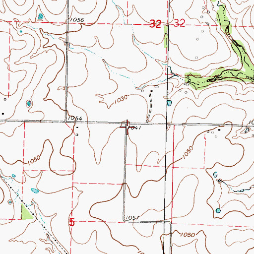 Topographic Map of East Union School (historical), KS