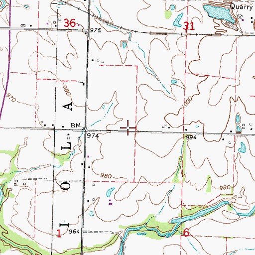 Topographic Map of Elm Creek School (historical), KS