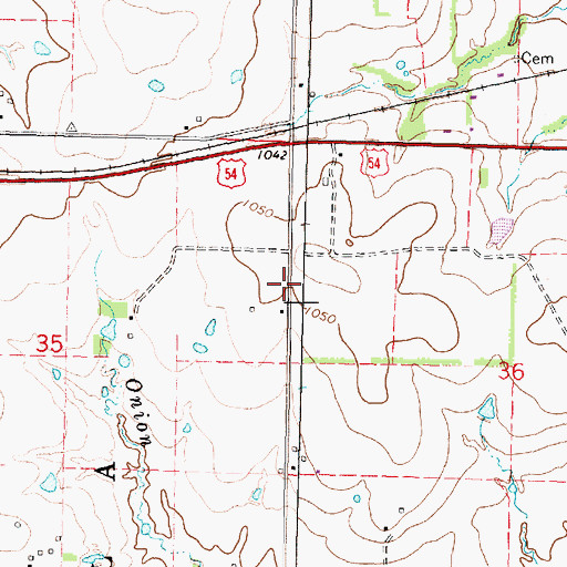 Topographic Map of Enterprise School (historical), KS