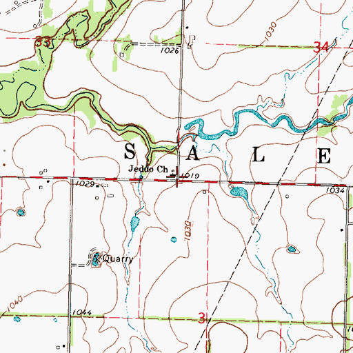 Topographic Map of Jeddo School (historical), KS