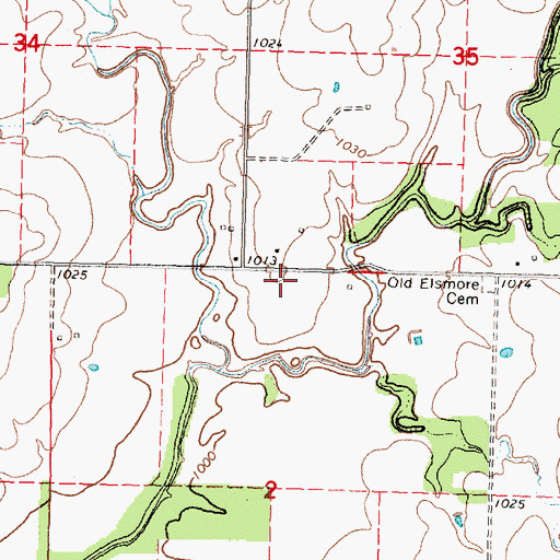 Topographic Map of Old Elsmore School (historical), KS