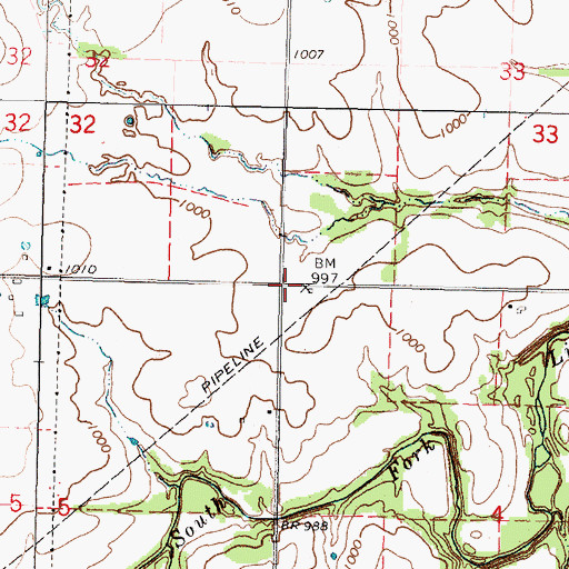 Topographic Map of Osage Valley School (historical), KS