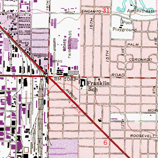 Topographic Map of Franklin Police and Fire High School, AZ
