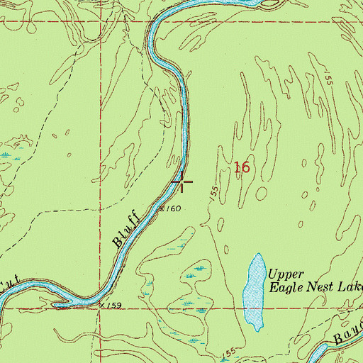 Topographic Map of Cut Bluff Slough, AR