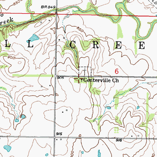Topographic Map of Centerville School (historical), KS