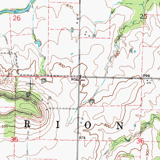 Topographic Map of Goff School (historical), KS