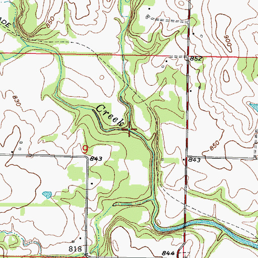 Topographic Map of Honey Creek, KS