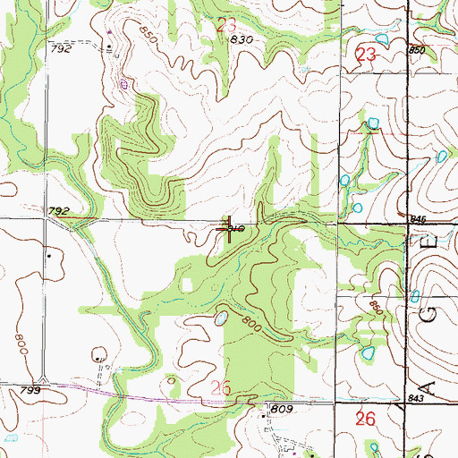 Topographic Map of Indian Creek School (historical), KS