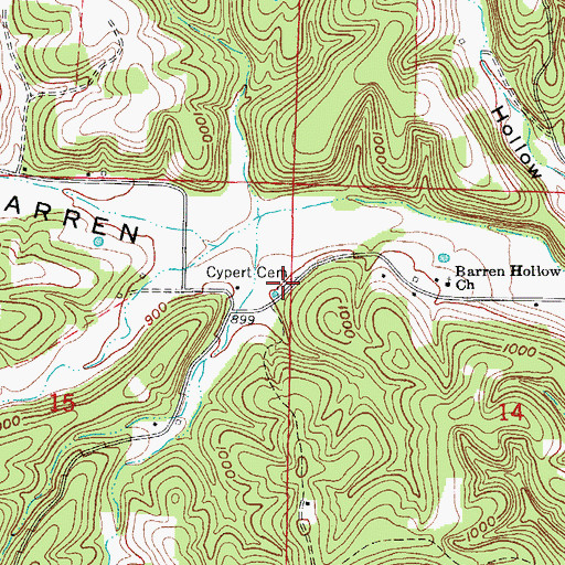 Topographic Map of Cypert Cemetery, AR