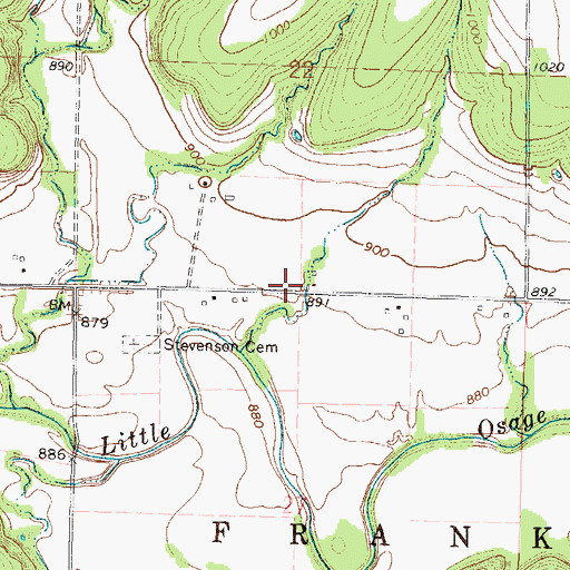 Topographic Map of Osage Valley School (historical), KS