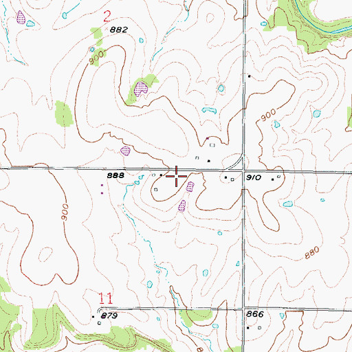 Topographic Map of Ozark School (historical), KS