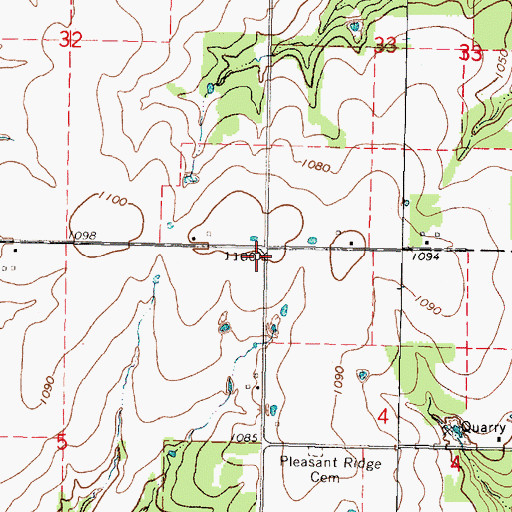 Topographic Map of Pleasant Ridge School (historical), KS