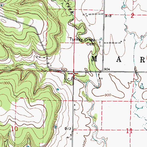 Topographic Map of Turkey Creek School (historical), KS